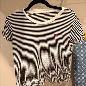Levi's Black and White Striped Short Sleeve Tee